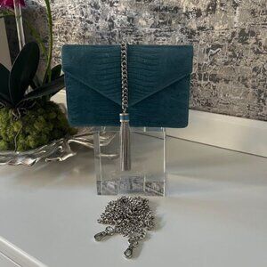 $1K DANIELLA ORTIZ "DEBBIE" LIZARD STERLING SILVER CONVERTIBLE CLUTCH BAG PURSE